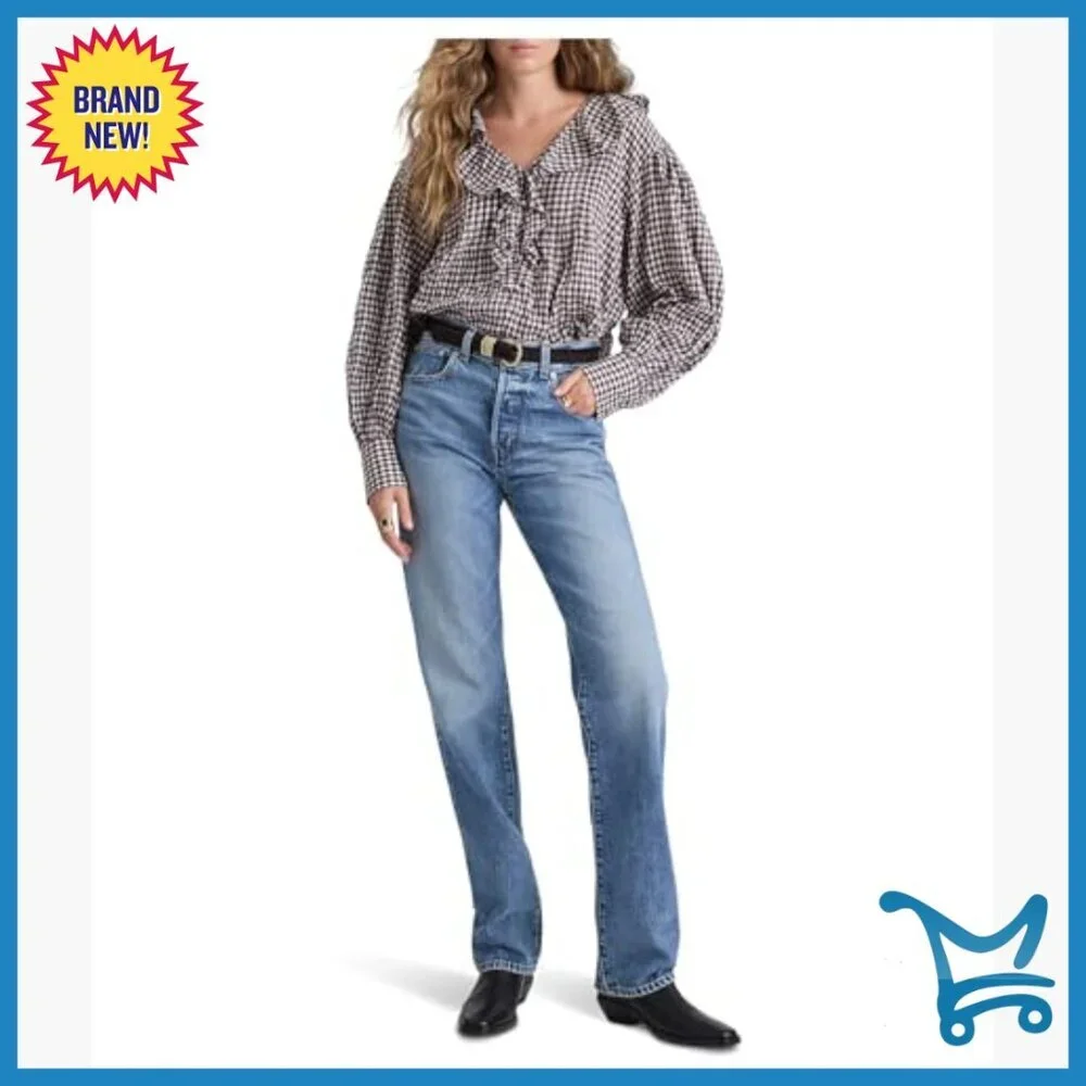 Long Sleeve Cotton Tank Top Regular Fit Checkered Pull On